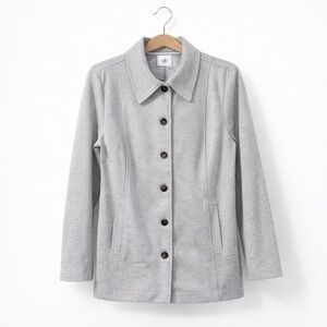 CABI Structured Knit Button Front Jacket Blazer Light Gray